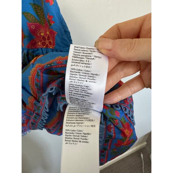 NWOT FARM Rio Tropical Tapestry Mini Skirt in Blue SZ S - Picture 7 of 8